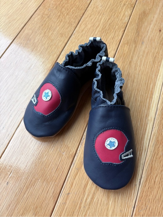 Robeez Other - Robeez Navy Leather Baby Slip-On Shoes with Football Helmets